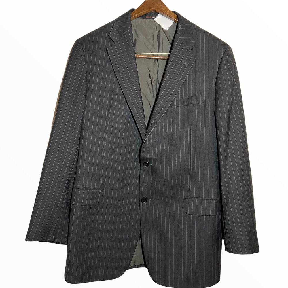 Hickey Freeman Loro Piana Tasmanian Super 150s Suit Pinstripe Worsted Wool 42L